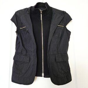 Lapargay Black Sleeveless Zip-Up Hooded Vest Jacket size S